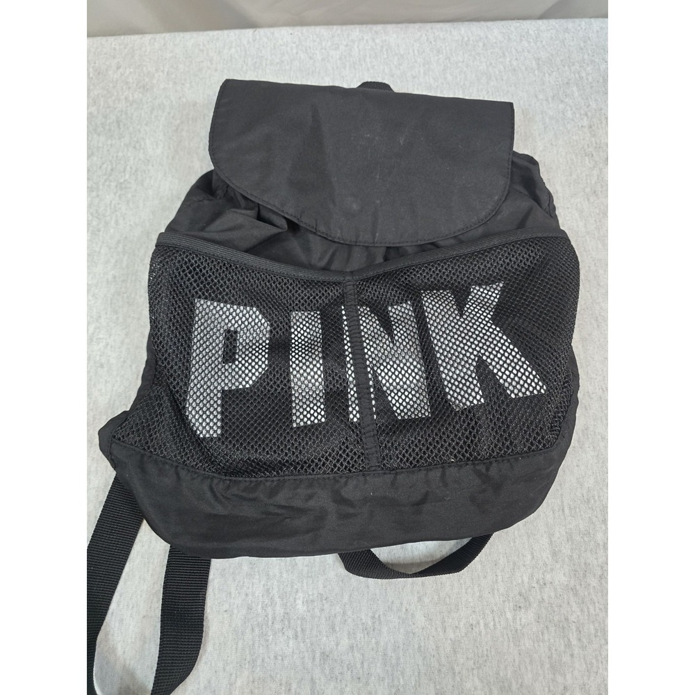 Victoria's‎ Secret PINK Black MINI Drawstring Backpack School Travel Bag Purse